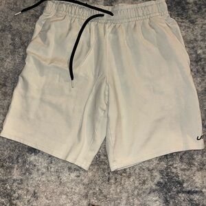 Cream Athletic Shorts with Elastic Waistband